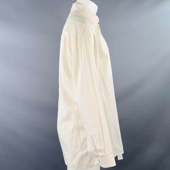 CLAUDE MONTANA S White Pleated Cotton Spread Collar Oversized Long Sleeve Shirt - Picture 3 of 12